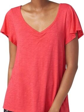 HUE Women's V-Neck Short Sleeve Pajama Top | Color: Teaberry | Size: S